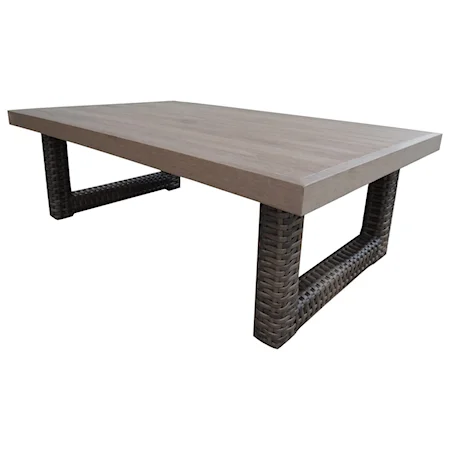 Transitional Outdoor Coffee Table with Wicker Frame